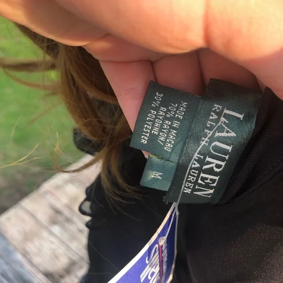 NWT Ralph Lauren Chiffon One Shoulder Ruffle Black Dress - Picture 3 of 4